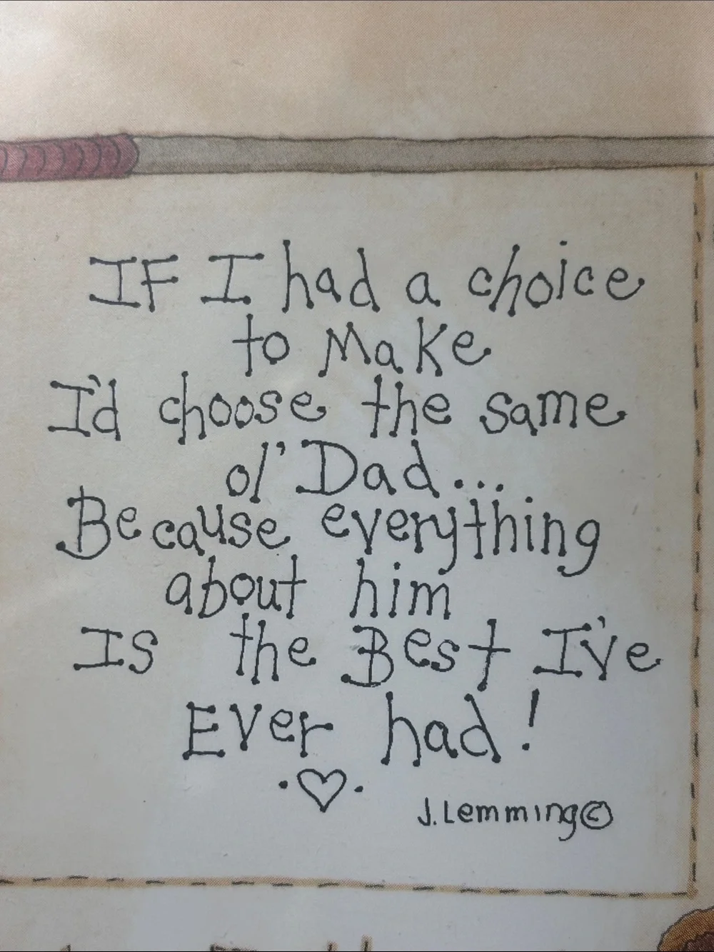 Framed My Father Teddy Bear Poem Wall Art Wood Frame Dad Gift 6.25” x 8.25”